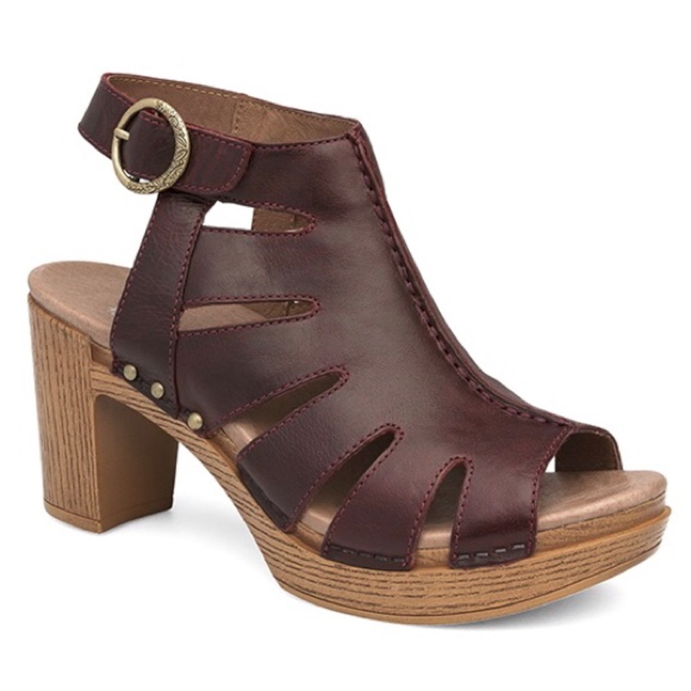 Dansko Demetria Cutout Vintage Ruby Platform Sandals